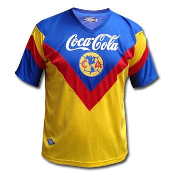 1995 Club America Home Yellow Retro Soccer Jersey